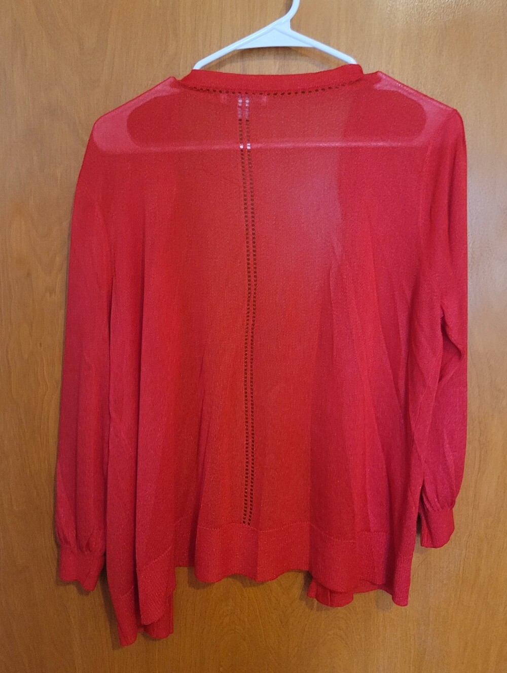 Cato Shimmery Open-Front Red Cardigan, Size XL - Picture 2 of 3